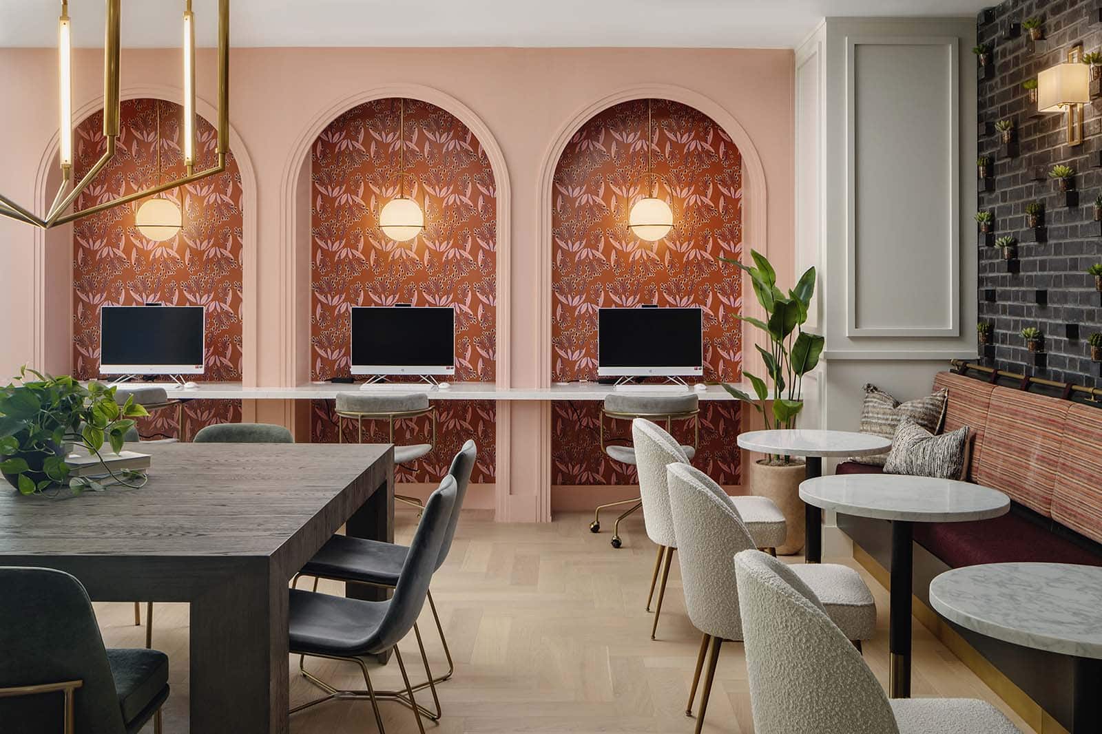 Designer wallcovering in a polished interior